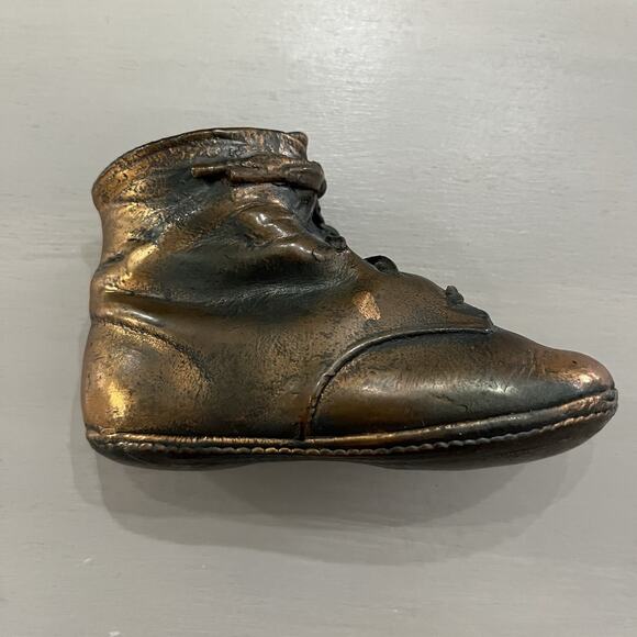 Vintage Baby Shoe Brass/Bronze/Copper VTG Shoe Sculpture Mid-Century Cosy Foot - Picture 5 of 9